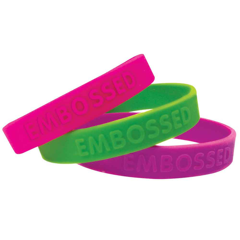 Debossed Silicone Wristbands Child Custom Imprinted Color Fill 1/2