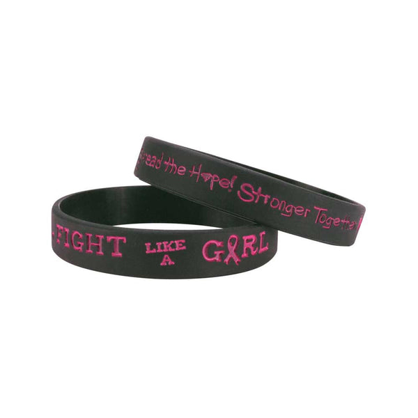Fight Like a Girl Silicone Wristbands Color Fill Debossed 1/2